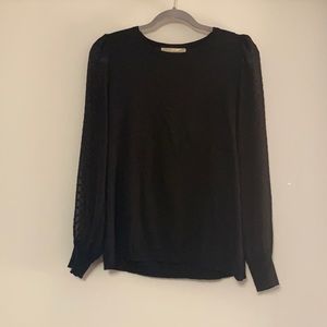 LOFT Black sweater with netted sleeves
